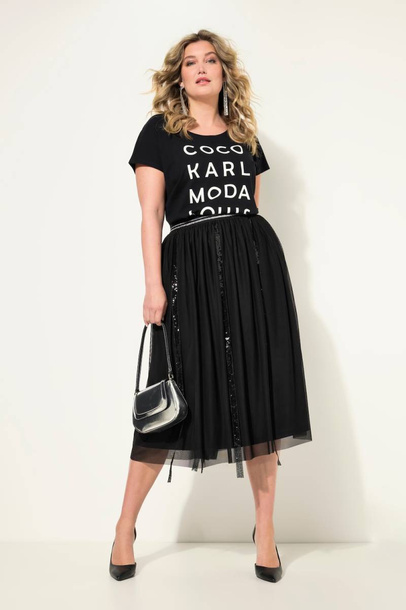 Große Größen Meshrock, Damen, schwarz, Größe: 50, Polyester, Mia Moda von Mia Moda