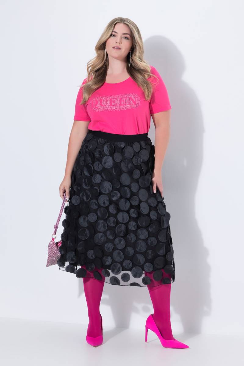 Große Größen Midirock, Damen, schwarz, Größe: 46, Polyester, Mia Moda von Mia Moda