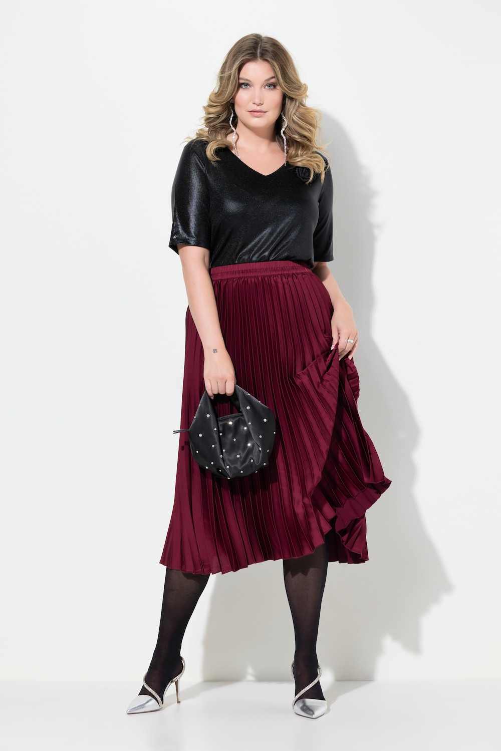 Große Größen Plisseerock, Damen, rot, Größe: 54, Polyester, Mia Moda von Mia Moda