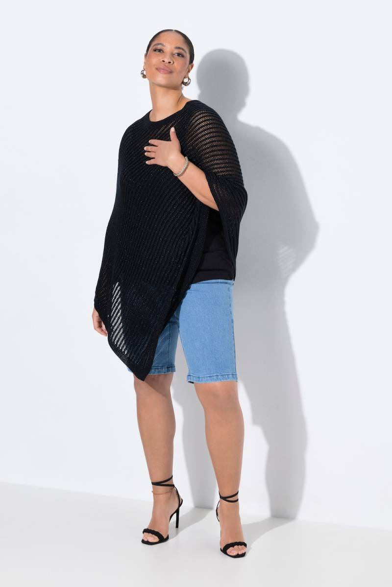 Große Größen Poncho, Damen, schwarz, Größe: 3=58-64, Synthetische Fasern/Polyester, Mia Moda von Mia Moda