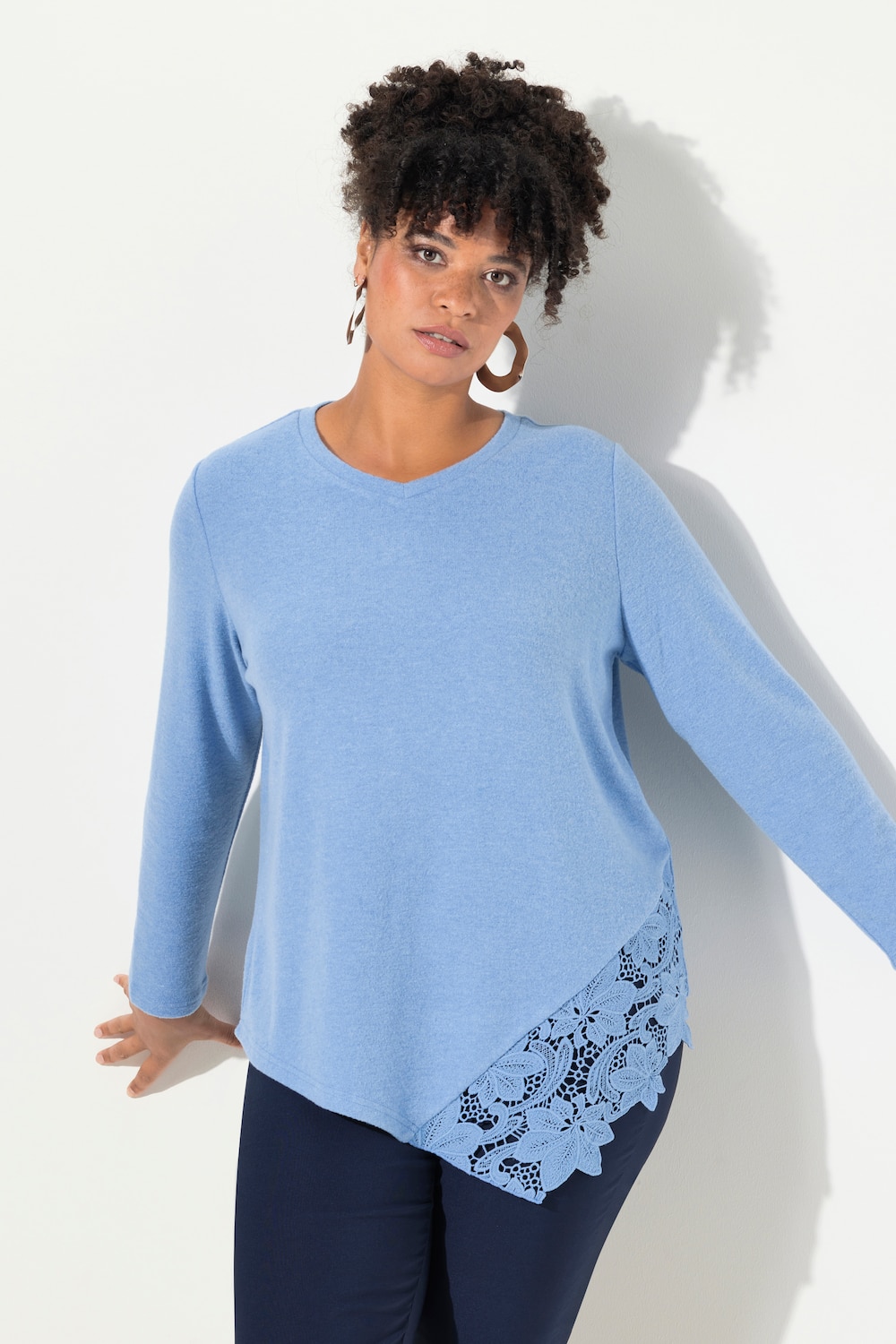 Große Größen Pullover, Damen, blau, Größe: 50/52, Polyester/Viskose, Mia Moda von Mia Moda