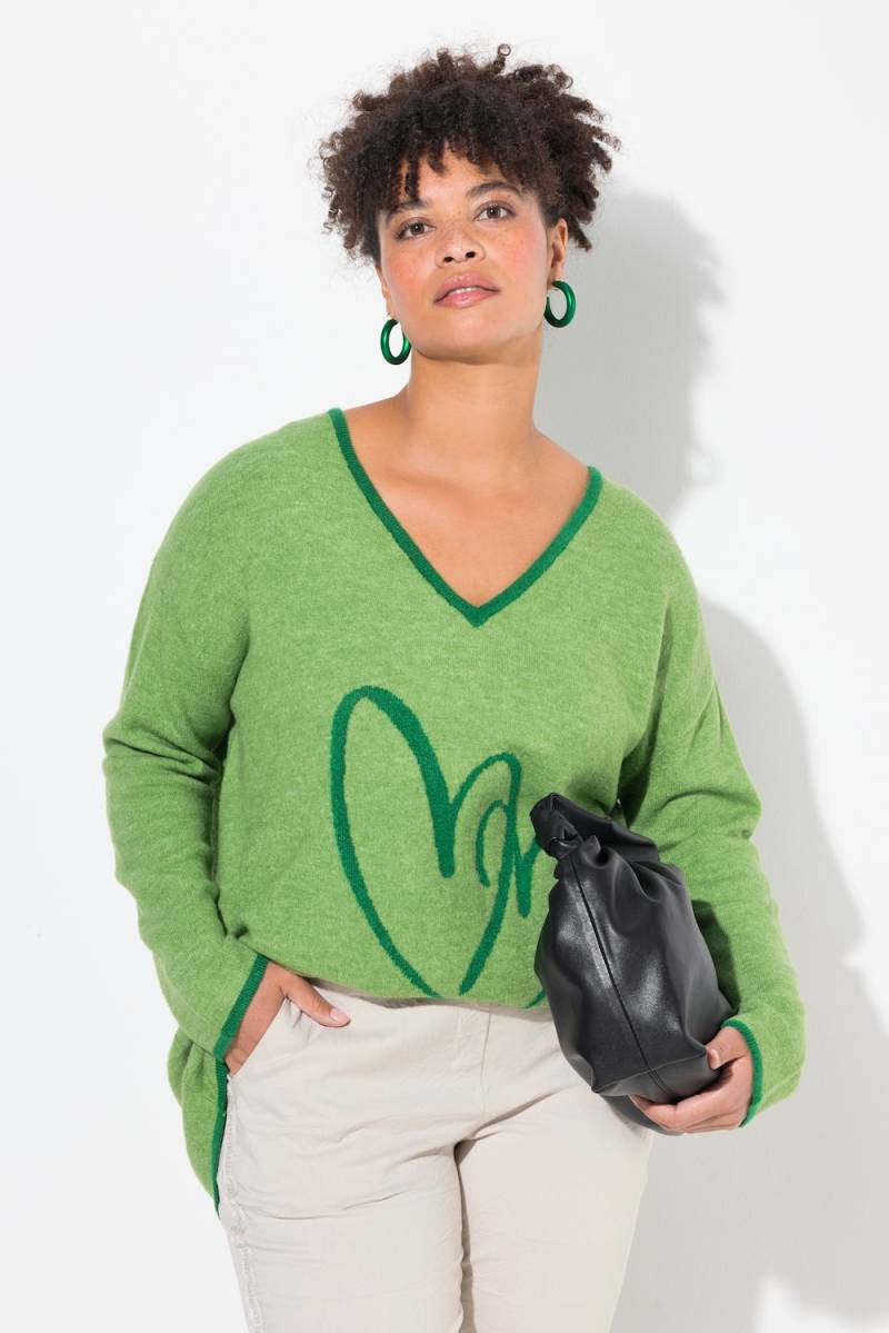 Große Größen Pullover, Damen, grün, Größe: 50/52, Synthetische Fasern/Polyester, Mia Moda von Mia Moda