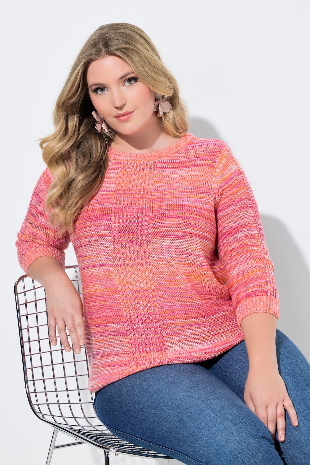 Große Größen Pullover, Damen, orange, Größe: 42/44, Synthetische Fasern, Mia Moda von Mia Moda