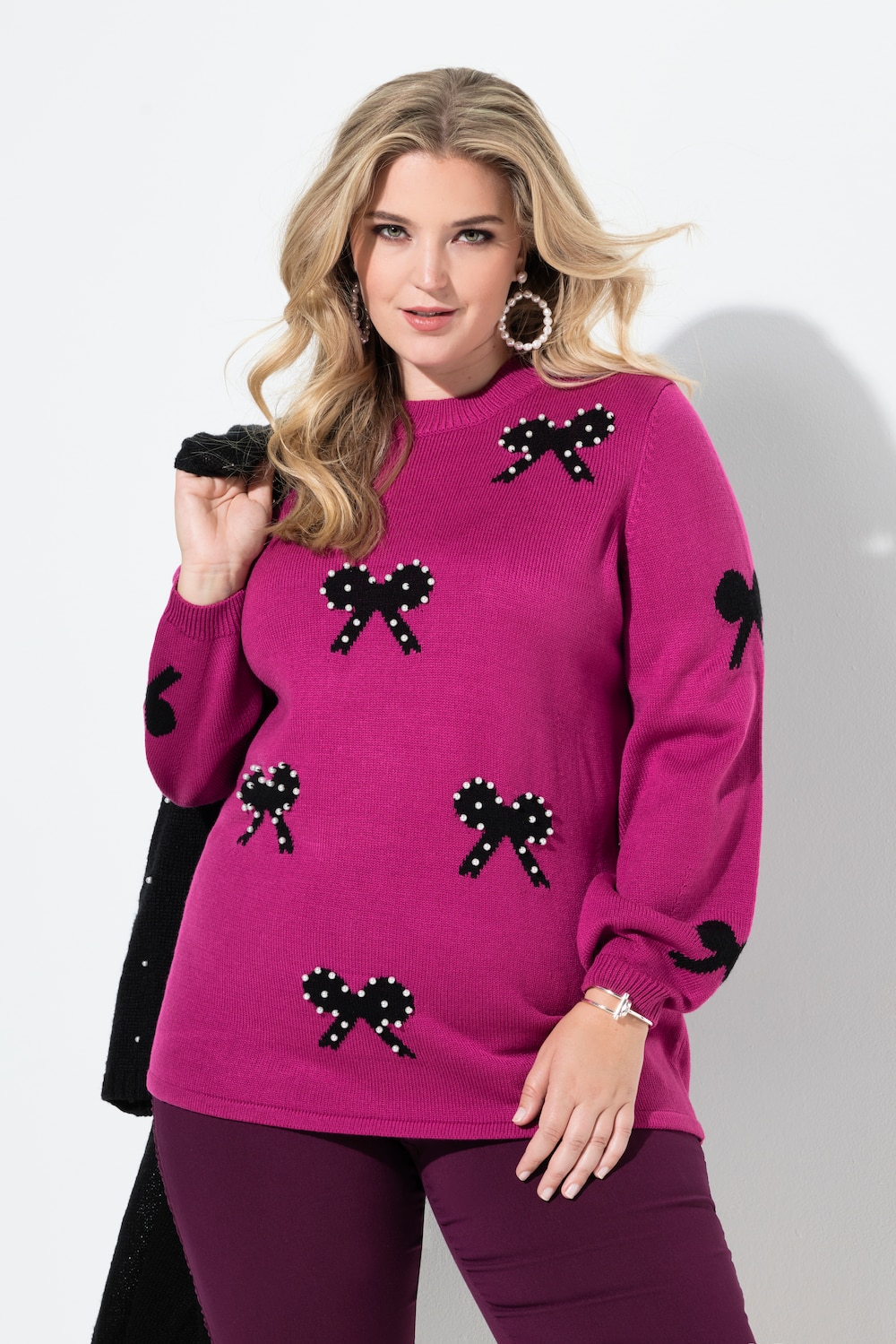 Große Größen Pullover, Damen, rosa, Größe: 42/44, Synthetische Fasern, Mia Moda von Mia Moda
