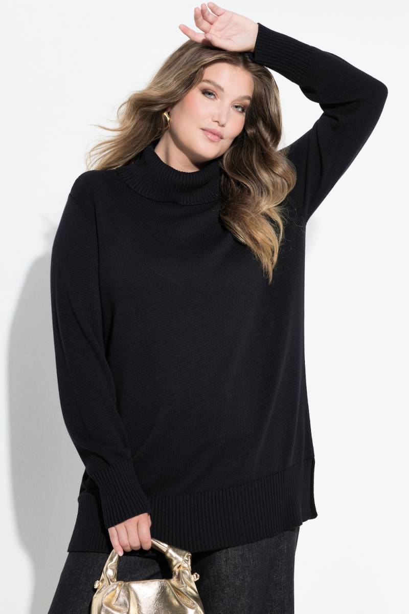 Große Größen Pullover, Damen, schwarz, Größe: 46/48, Baumwolle/Viskose, Mia Moda von Mia Moda