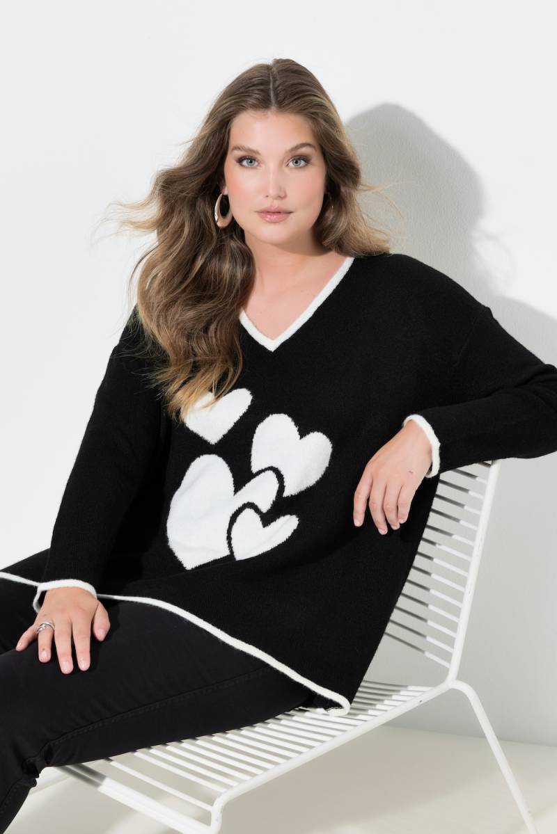 Große Größen Pullover, Damen, schwarz, Größe: 54/56, Synthetische Fasern/Polyester, Mia Moda von Mia Moda