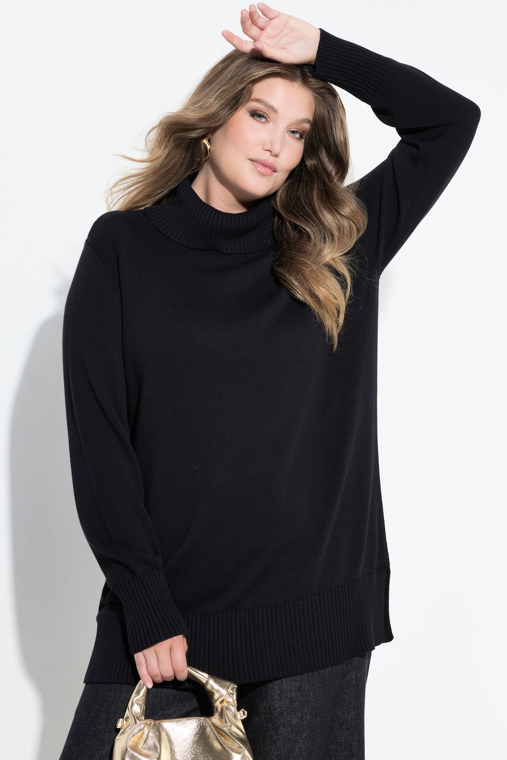 Große Größen Pullover, Damen, schwarz, Größe: 58/60, Baumwolle/Viskose, Mia Moda von Mia Moda