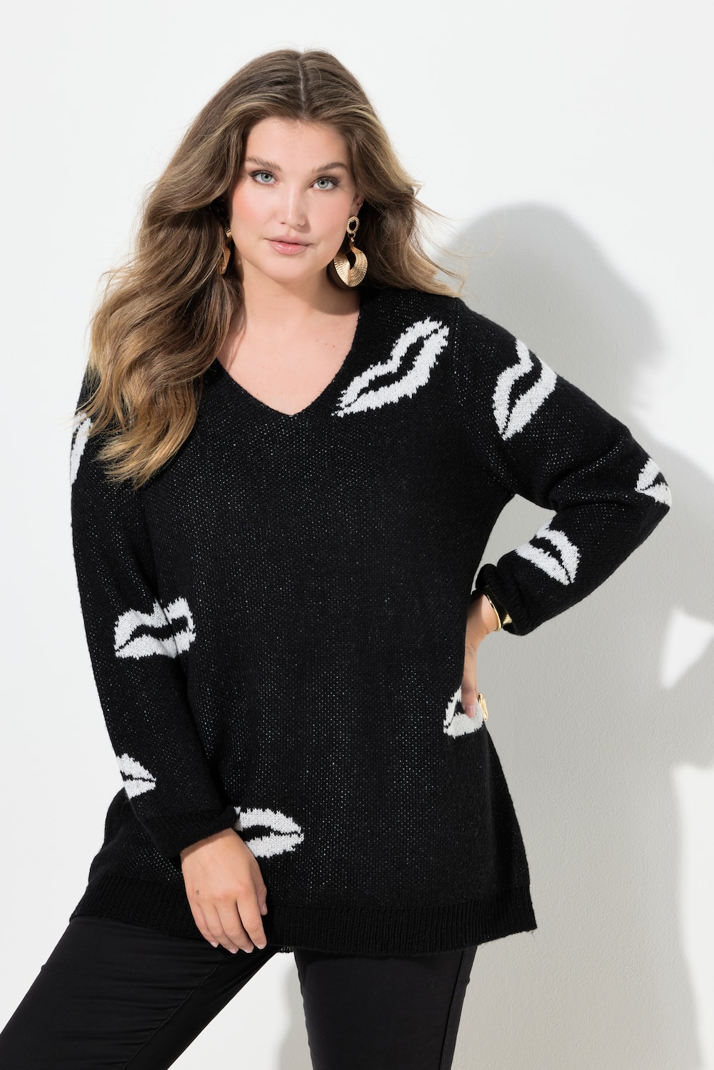 Große Größen Pullover, Damen, schwarz, Größe: 58/60, Synthetische Fasern, Mia Moda von Mia Moda