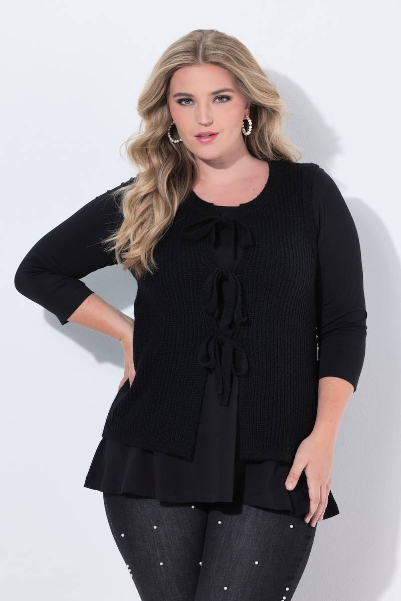 Große Größen Pullunder, Damen, schwarz, Größe: 50/52, Synthetische Fasern, Mia Moda von Mia Moda