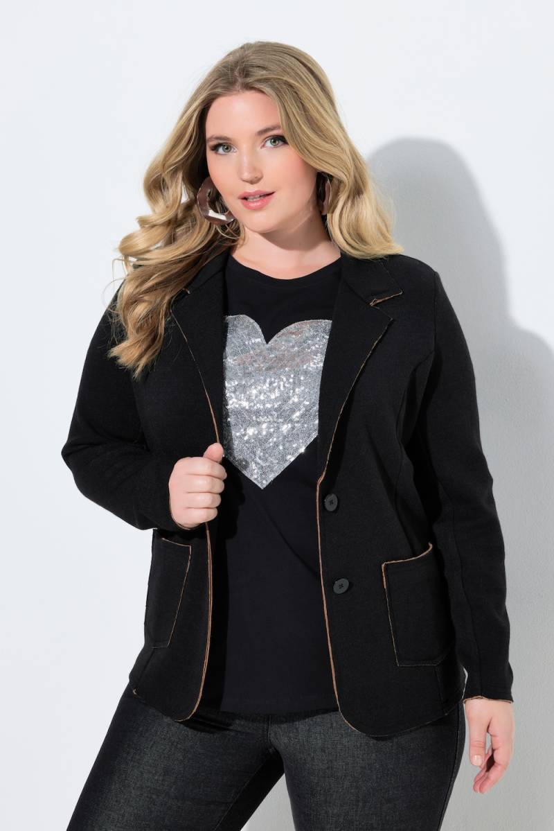 Große Größen Strickblazer, Damen, schwarz, Größe: 60, Polyester/Viskose, Mia Moda von Mia Moda