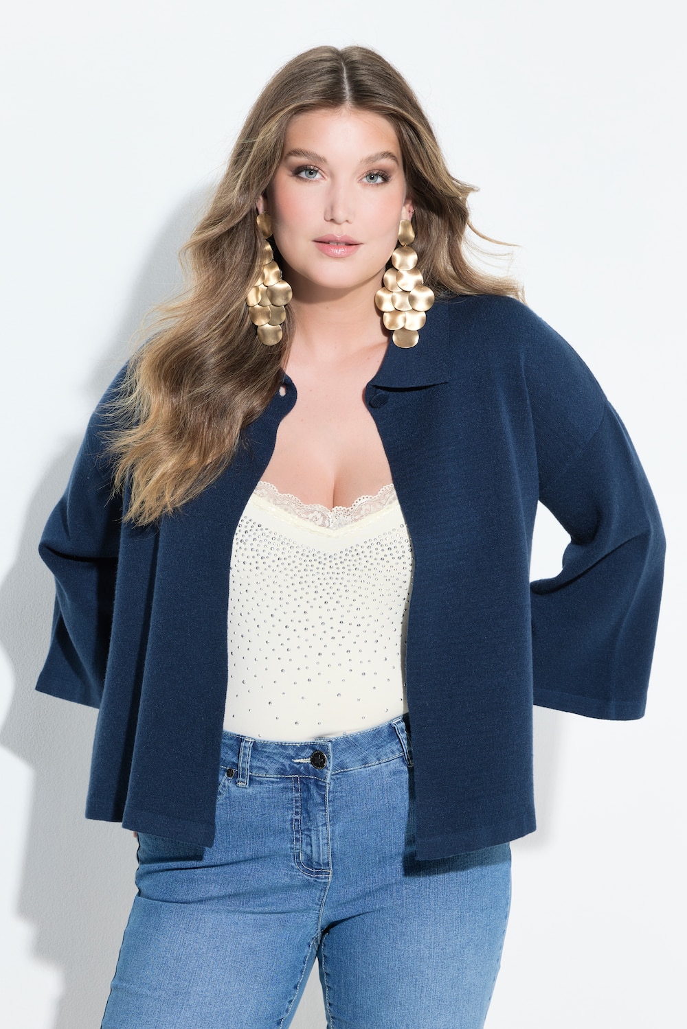 Große Größen Strickjacke, Damen, blau, Größe: 54/56, Viskose/Polyester/Synthetische Fasern, Mia Moda Große Größen Strickjacke, Damen, blau, Größe: 54/56, Viskose/Polyester/Synthetische Fasern, Mia Moda von Mia Moda