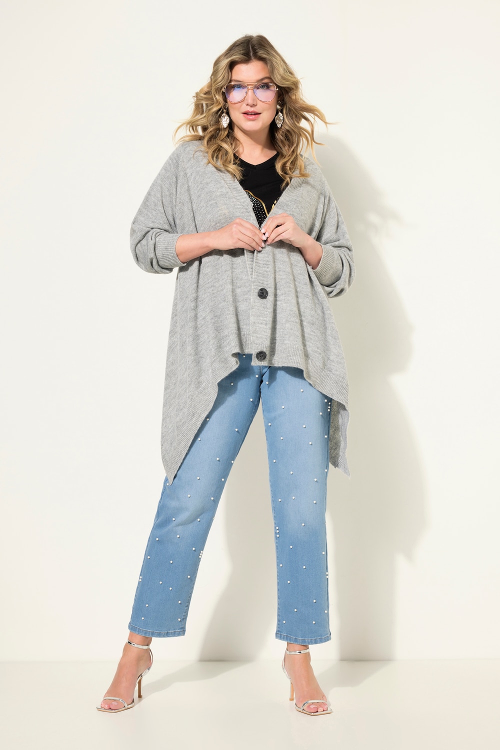 Große Größen Strickjacke, Damen, grau, Größe: 58/60, Synthetische Fasern, Mia Moda von Mia Moda