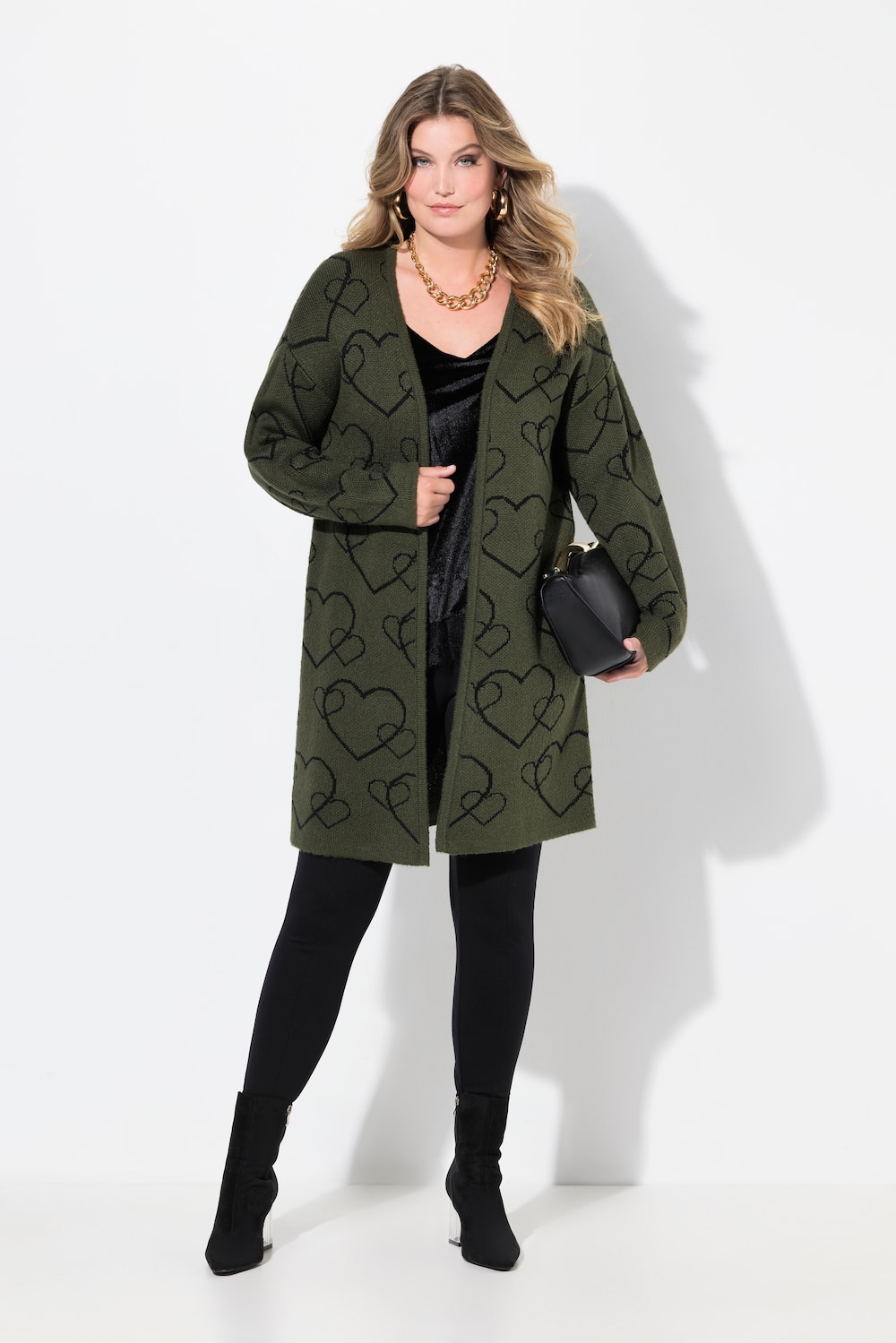 Große Größen Strickjacke, Damen, grün, Größe: 42/44, Synthetische Fasern, Mia Moda von Mia Moda