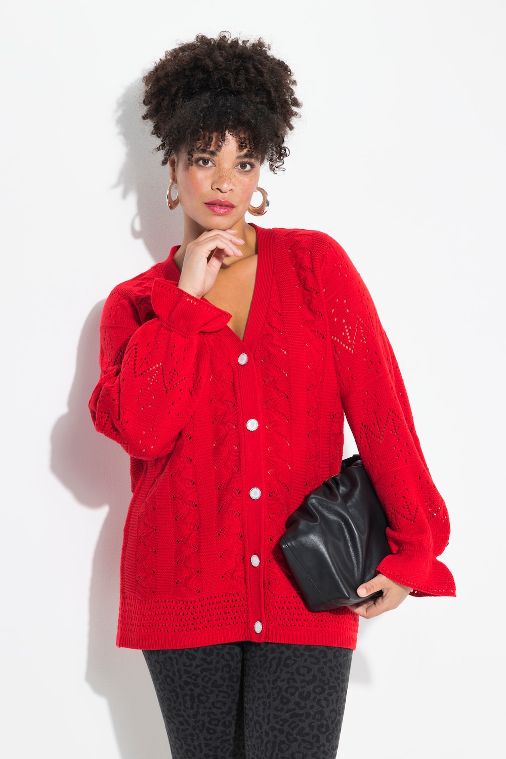 Große Größen Strickjacke, Damen, rot, Größe: 58/60, Synthetische Fasern, Mia Moda von Mia Moda