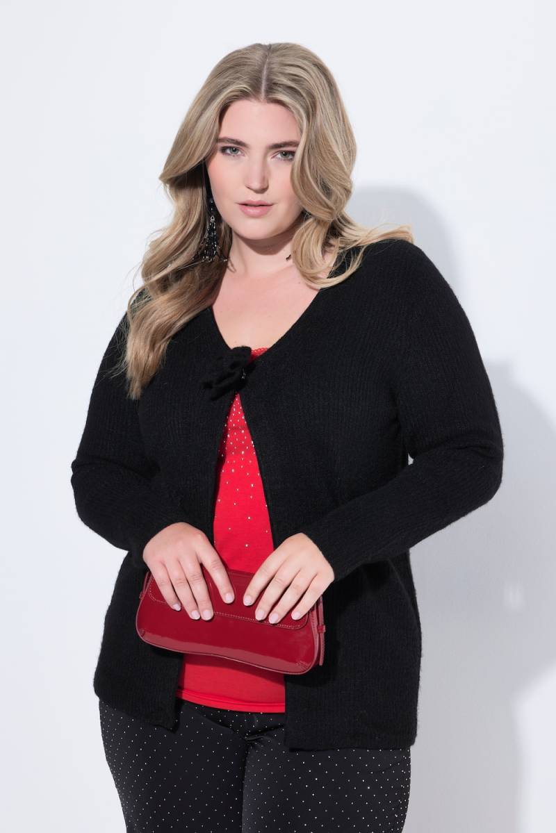 Große Größen Strickjacke, Damen, schwarz, Größe: 50/52, Synthetische Fasern/Polyester, Mia Moda von Mia Moda