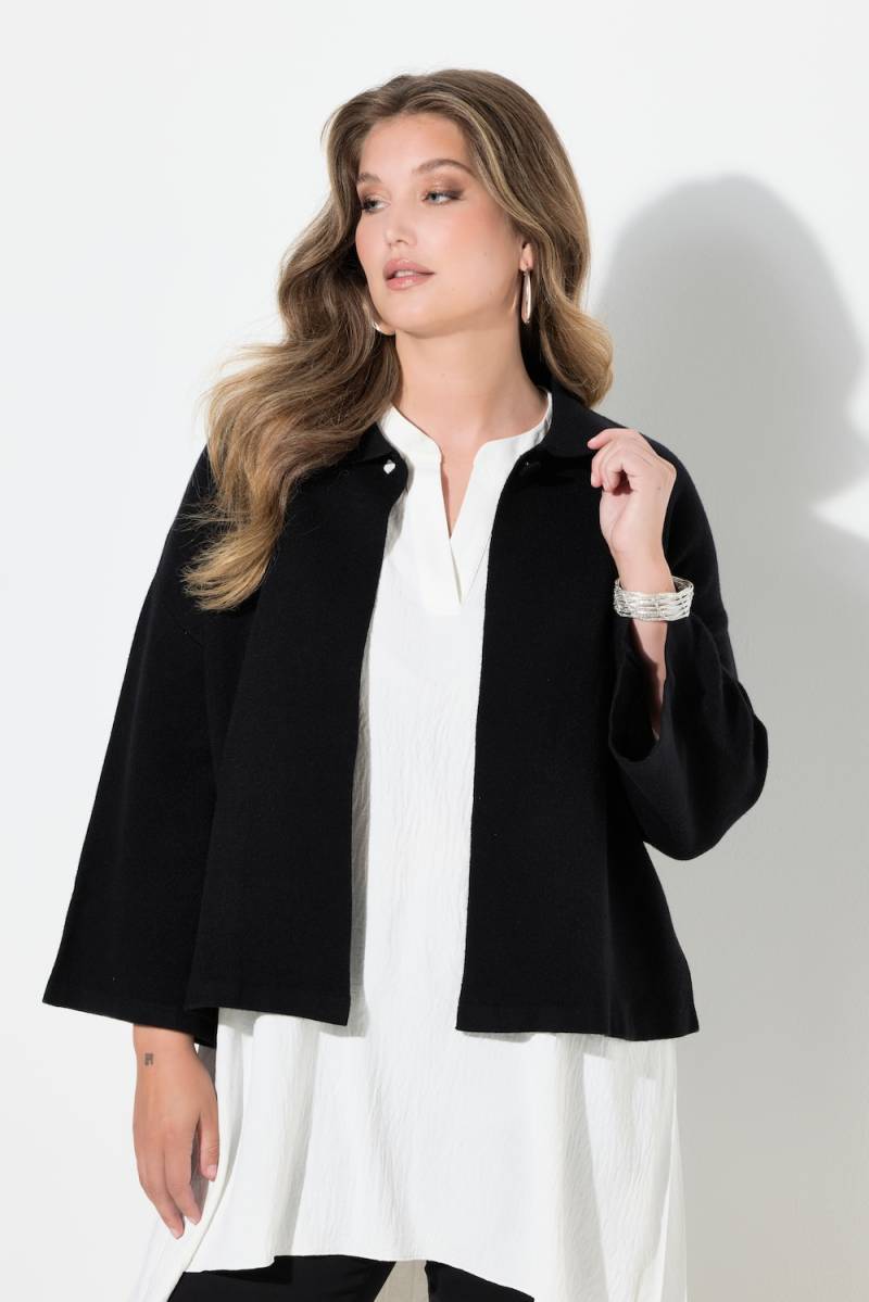 Große Größen Strickjacke, Damen, schwarz, Größe: 50/52, Viskose/Polyester/Synthetische Fasern, Mia Moda von Mia Moda