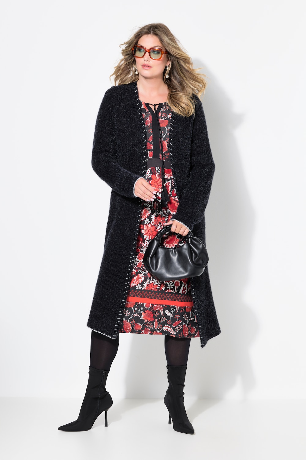 Große Größen Strickjacke, Damen, schwarz, Größe: 54/56, Synthetische Fasern, Mia Moda von Mia Moda