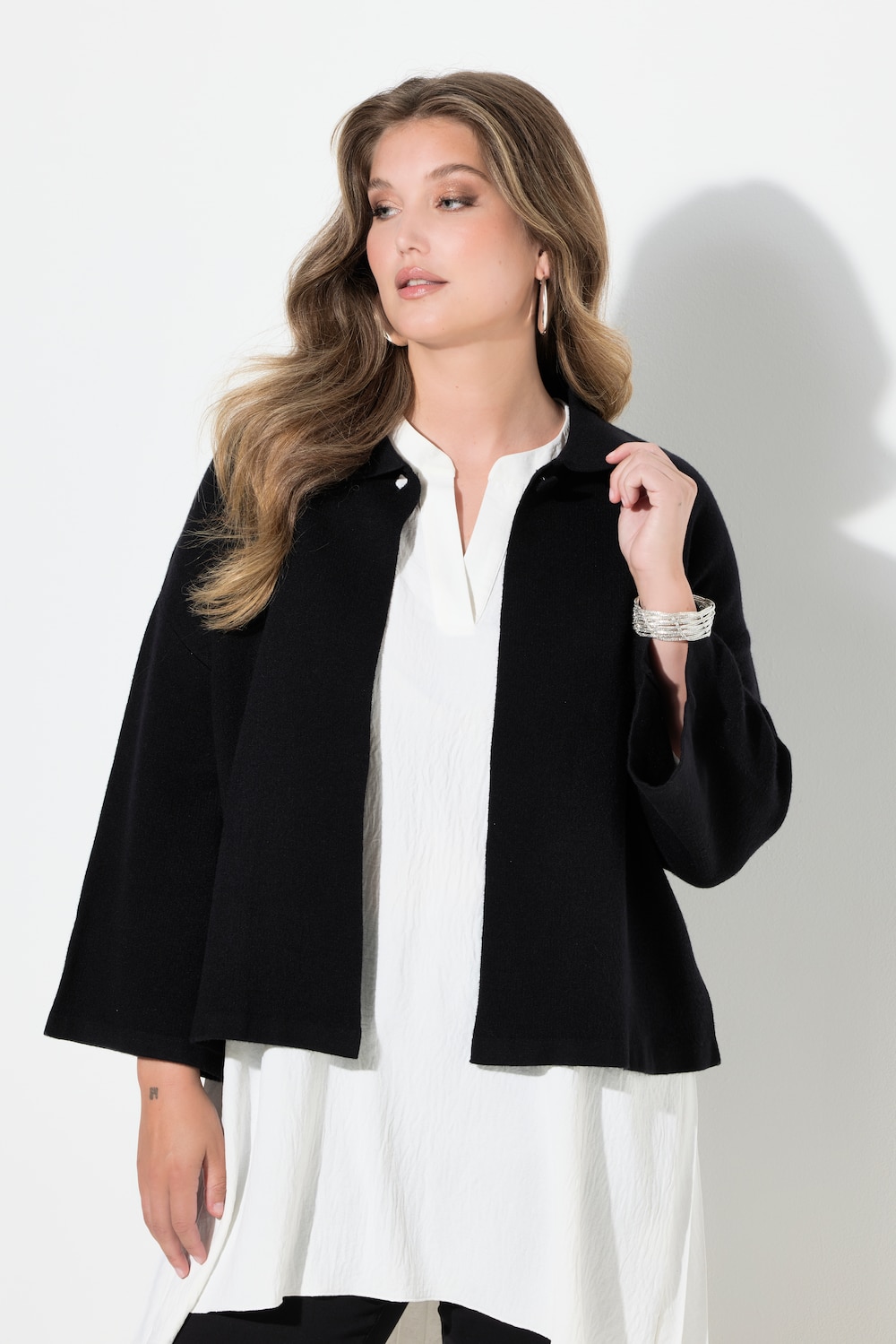 Große Größen Strickjacke, Damen, schwarz, Größe: 58/60, Viskose/Polyester/Synthetische Fasern, Mia Moda von Mia Moda