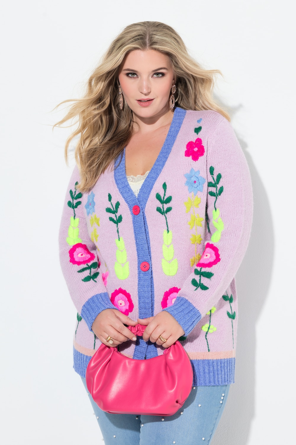 Große Größen Strickjacke, Damen, weiß, Größe: 42/44, Synthetische Fasern, Mia Moda von Mia Moda