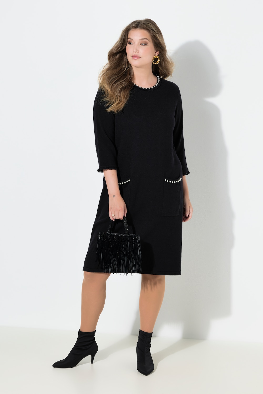 Große Größen Strickkleid, Damen, schwarz, Größe: 58/60, Viskose/Polyester/Synthetische Fasern, Mia Moda von Mia Moda