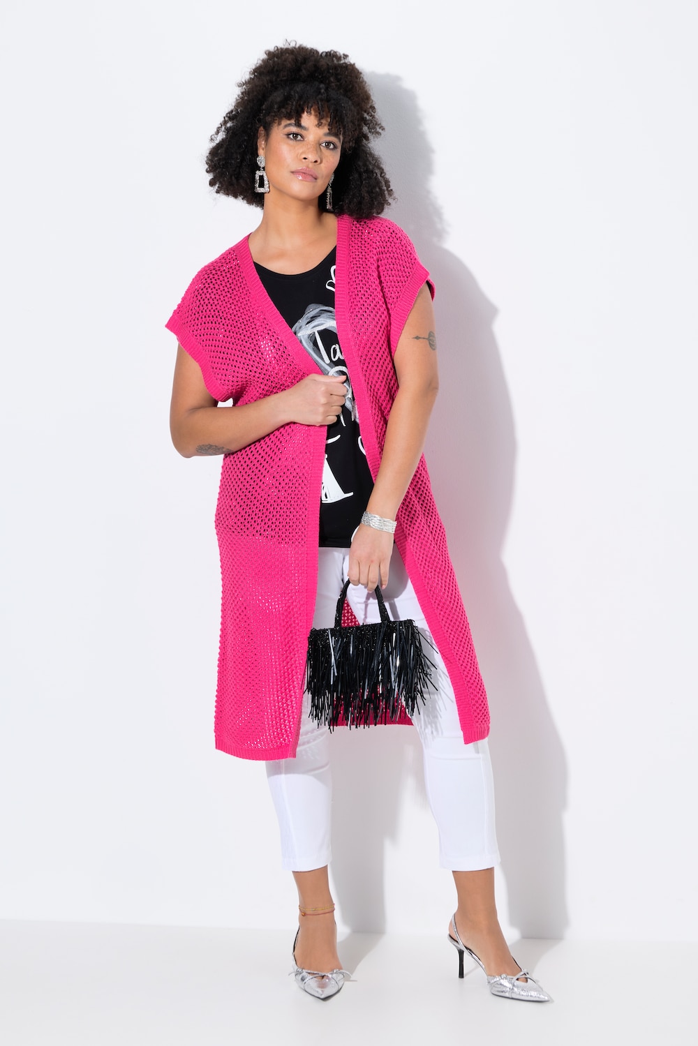 Große Größen Strickweste, Damen, rosa, Größe: 42/44, Synthetische Fasern, Mia Moda von Mia Moda