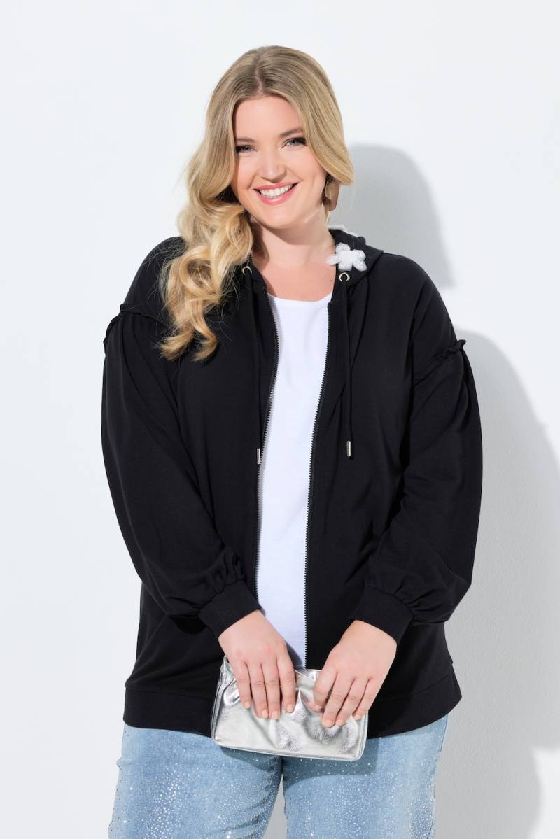 Große Größen Sweatjacke, Damen, schwarz, Größe: 54, Baumwolle/Viskose, Mia Moda von Mia Moda