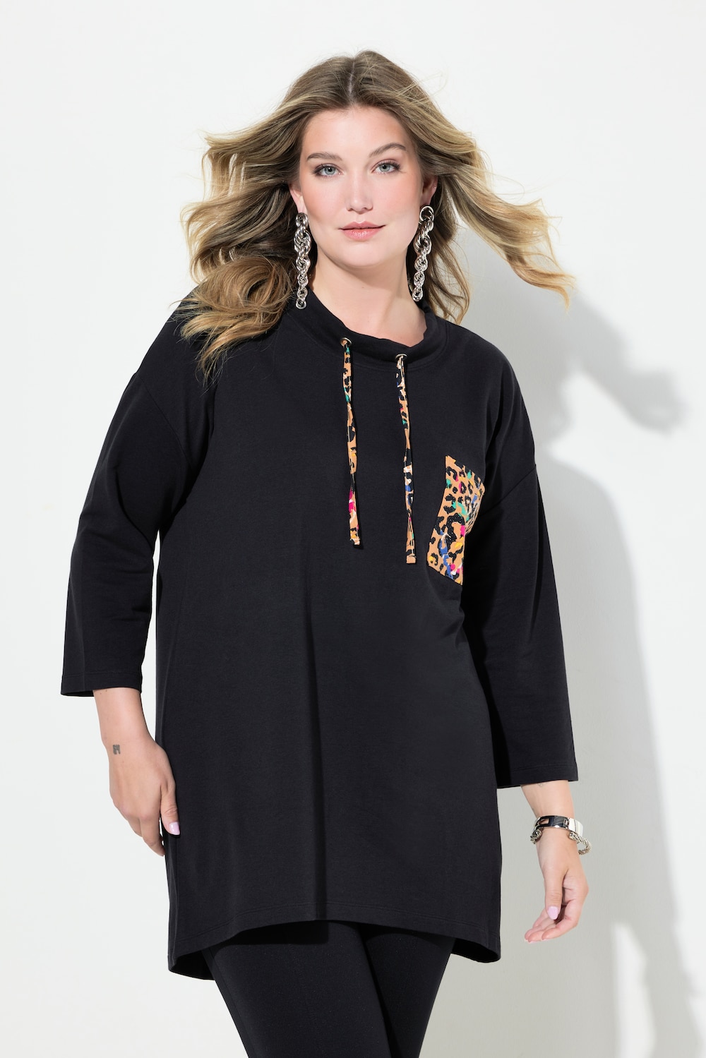 Große Größen Sweatshirt, Damen, schwarz, Größe: 42, Baumwolle/Viskose, Mia Moda von Mia Moda