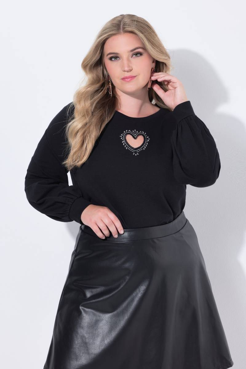 Große Größen Sweatshirt, Damen, schwarz, Größe: 44, Baumwolle/Viskose, Mia Moda von Mia Moda