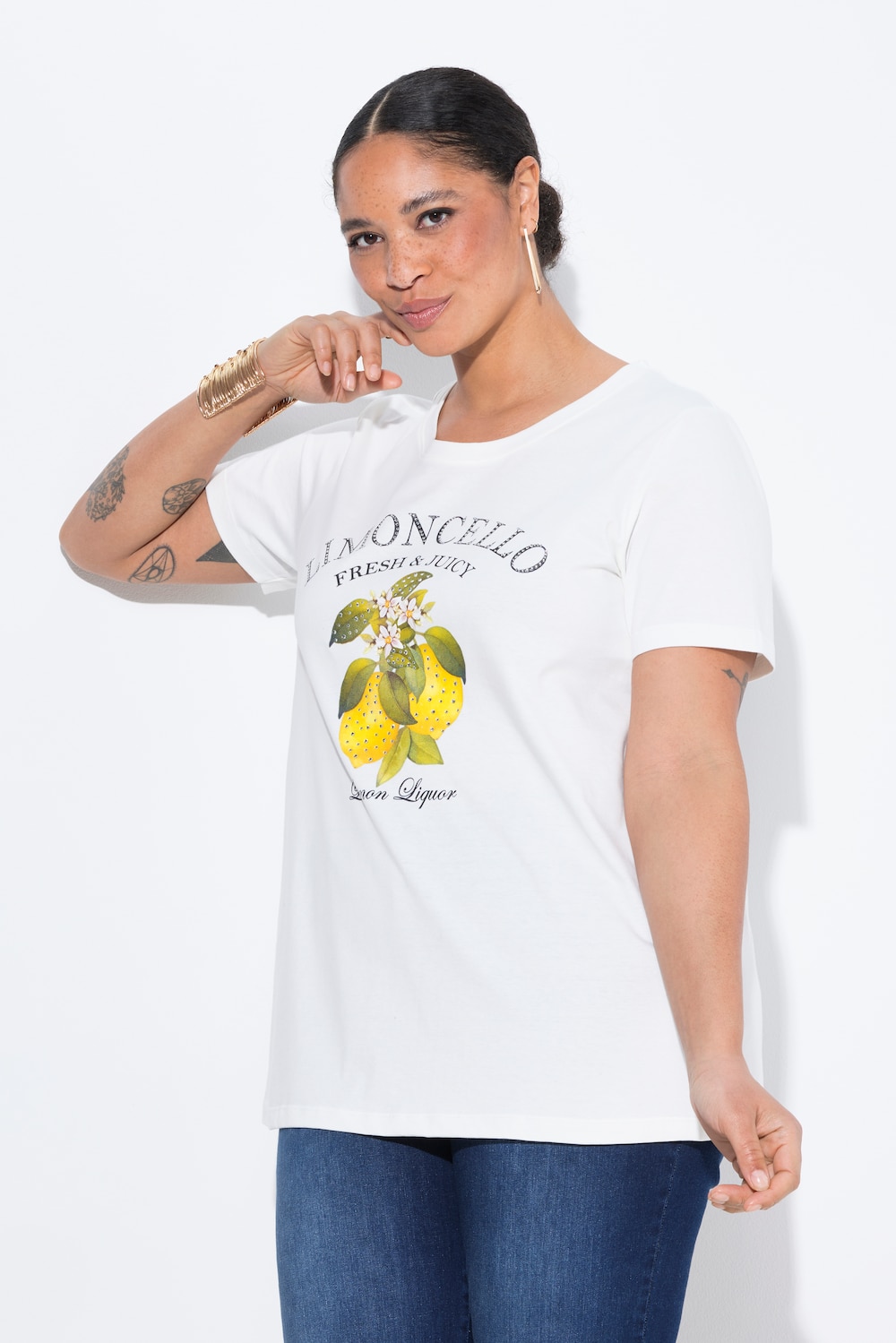 Große Größen T-Shirt, Damen, beige, Größe: 56, Baumwolle, Mia Moda von Mia Moda