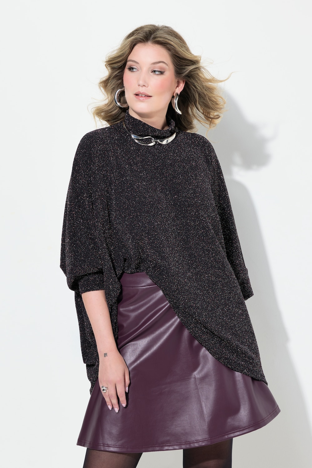 Große Größen T-Shirt, Damen, blau, Größe: 42/44, Synthetische Fasern/Metallische Fasern, Mia Moda von Mia Moda