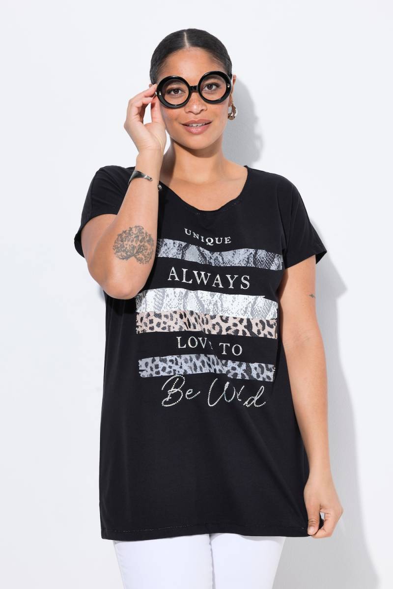 Große Größen T-Shirt, Damen, schwarz, Größe: 44, Baumwolle/Synthetische Fasern, Mia Moda von Mia Moda