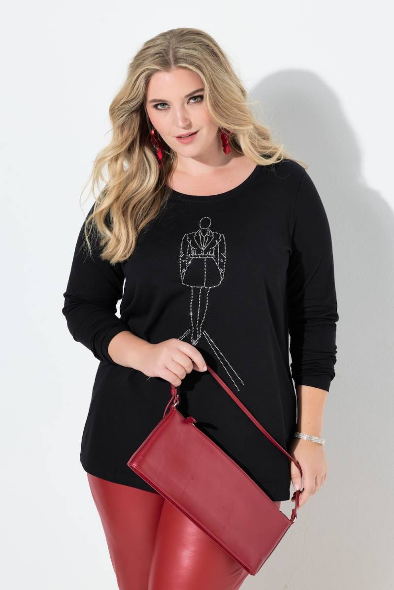 Große Größen T-Shirt, Damen, schwarz, Größe: 50, Baumwolle, Mia Moda von Mia Moda