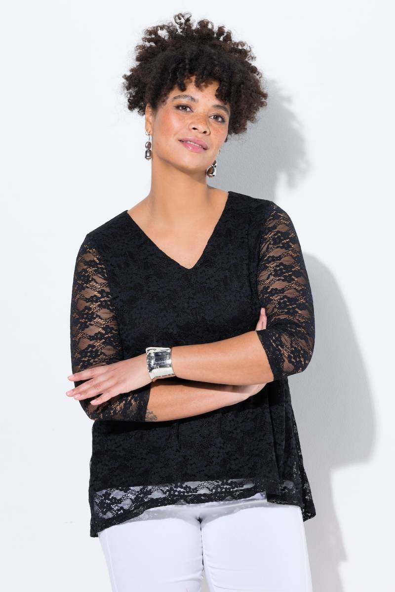 Große Größen T-Shirt, Damen, schwarz, Größe: 50, Polyester/Synthetische Fasern, Mia Moda von Mia Moda