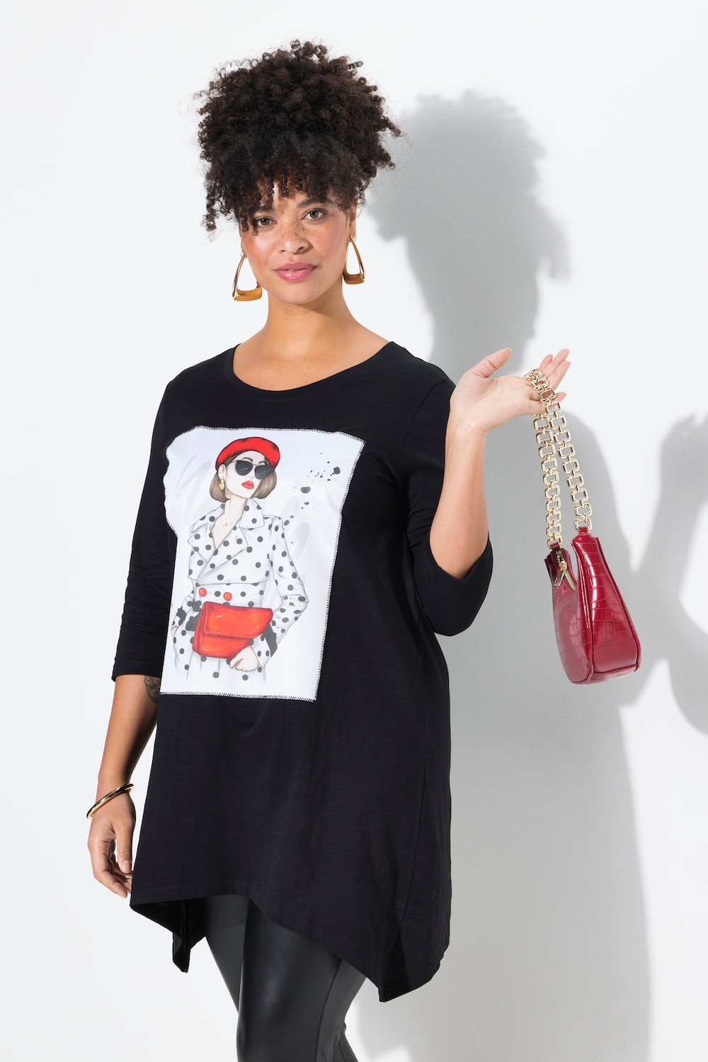 Große Größen T-Shirt, Damen, schwarz, Größe: 56, Baumwolle, Mia Moda von Mia Moda