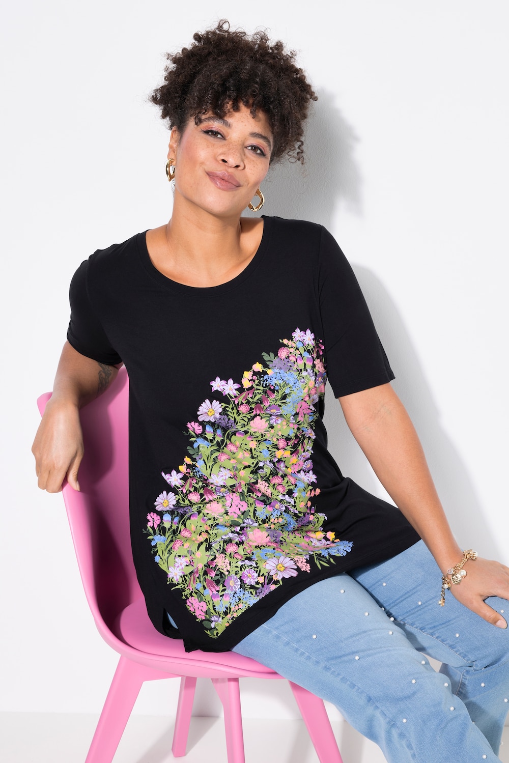 Große Größen T-Shirt, Damen, schwarz, Größe: 56, Viskose, Mia Moda von Mia Moda