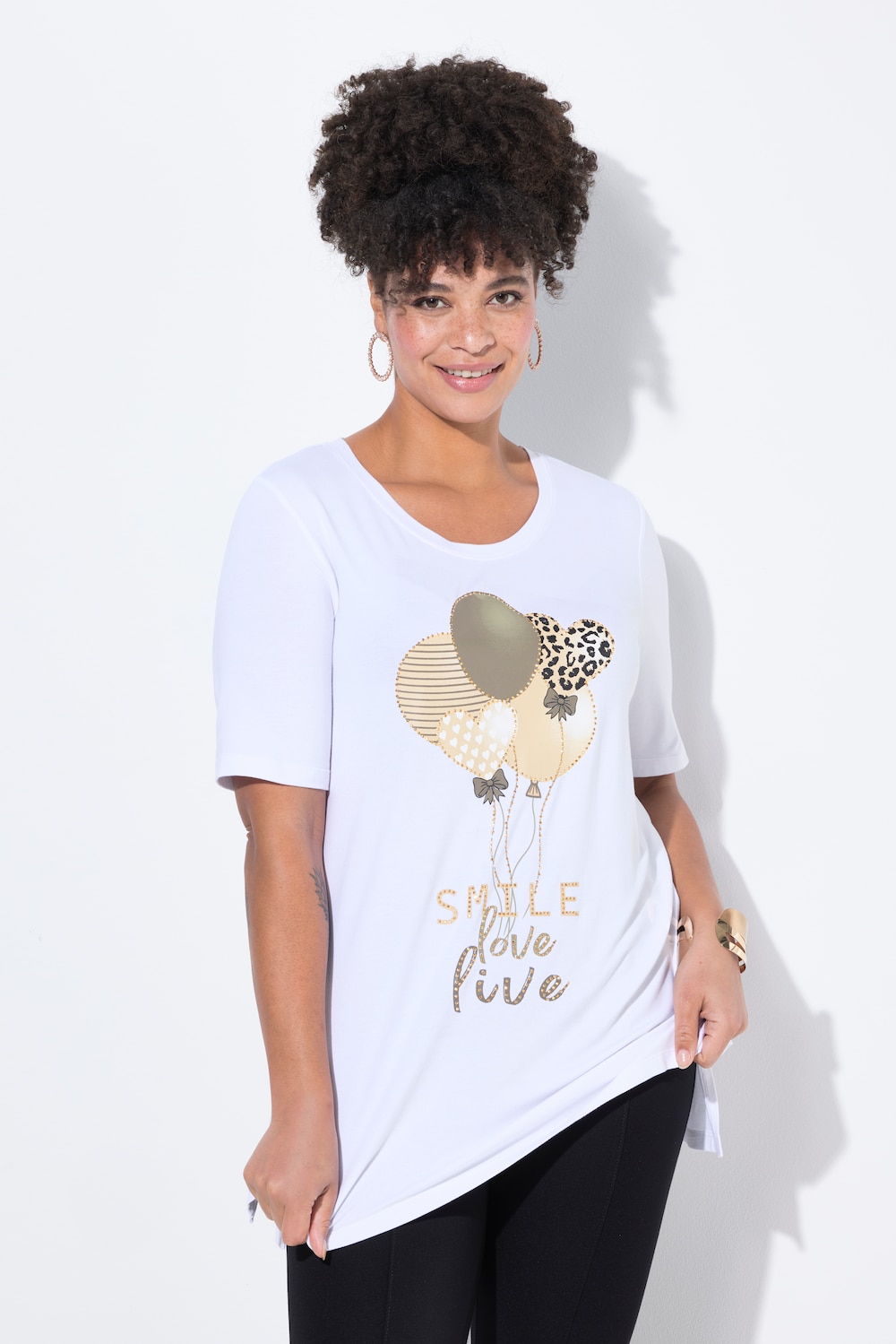 Große Größen T-Shirt, Damen, weiß, Größe: 50, Viskose, Mia Moda von Mia Moda