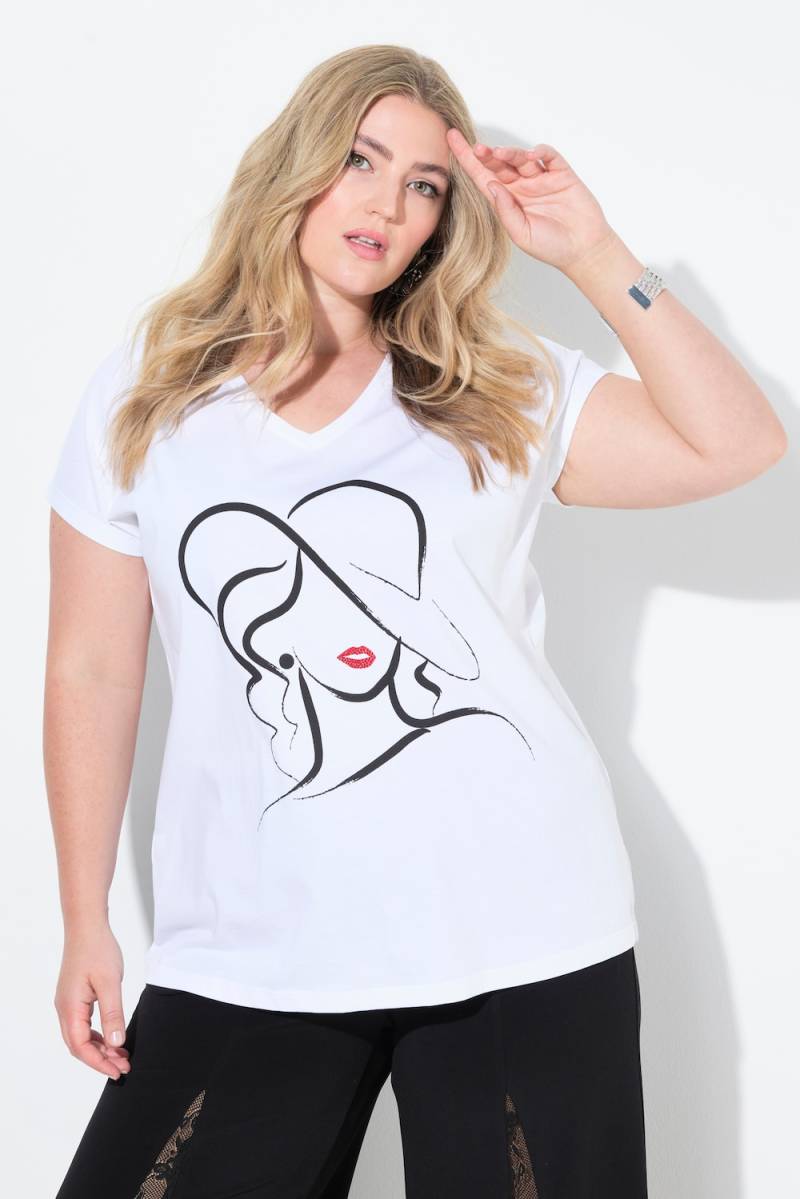 Große Größen T-Shirt, Damen, weiß, Größe: 56, Baumwolle, Mia Moda von Mia Moda