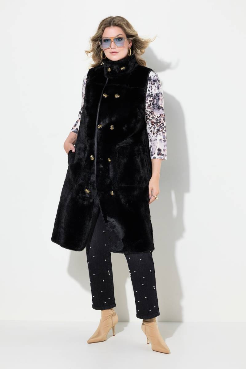 Große Größen Wende-Weste, Damen, schwarz, Größe: 46/48, Polyester, Mia Moda von Mia Moda