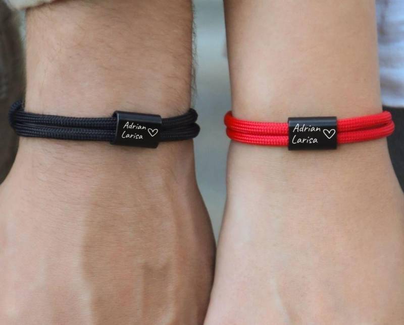 Armband Für Paare Mit Gravur Aus Segeltau, Partnerschmuck, Weihnachtgeschenk, Namen von MiaCoreDE