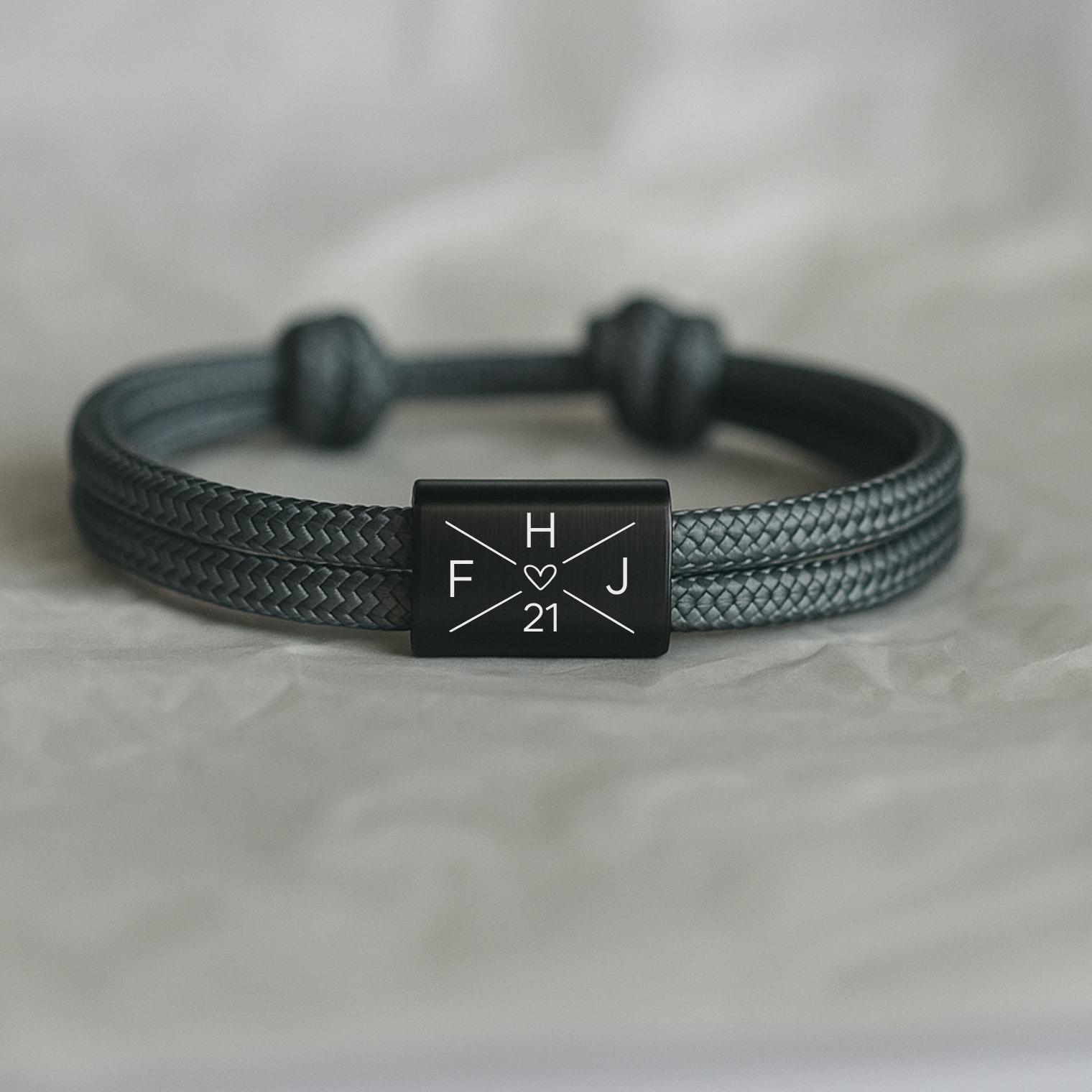 Partnerarmband Mit Gravur Aus Segeltau - Weihnachtsgeschenk Für Paare, Damenarmband, Herrenarmband, Kreuz von MiaCoreDE
