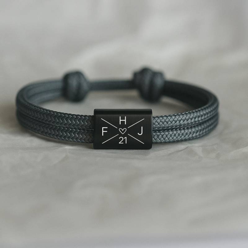 Partnerarmband Mit Gravur Aus Segeltau - Weihnachtsgeschenk Für Paare, Damenarmband, Herrenarmband, Kreuz von MiaCoreDE