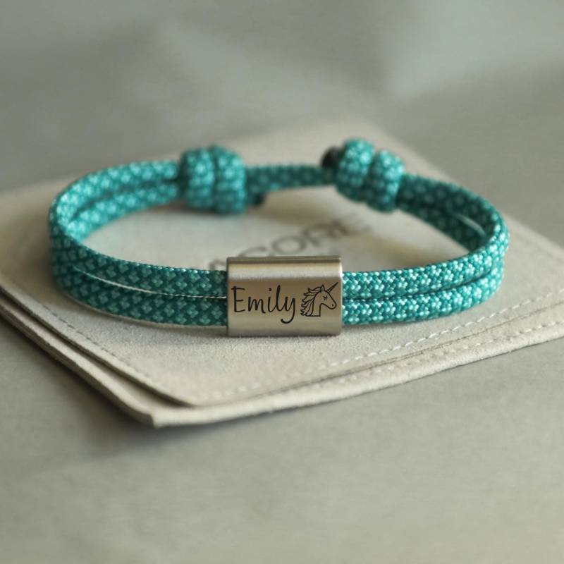 Personalisiertes Armband Für Kinder Mit Gravur, Handgemachtes Segeltau, Weihnachtsgeschenk Mädchen Und Jungen von MiaCoreDE
