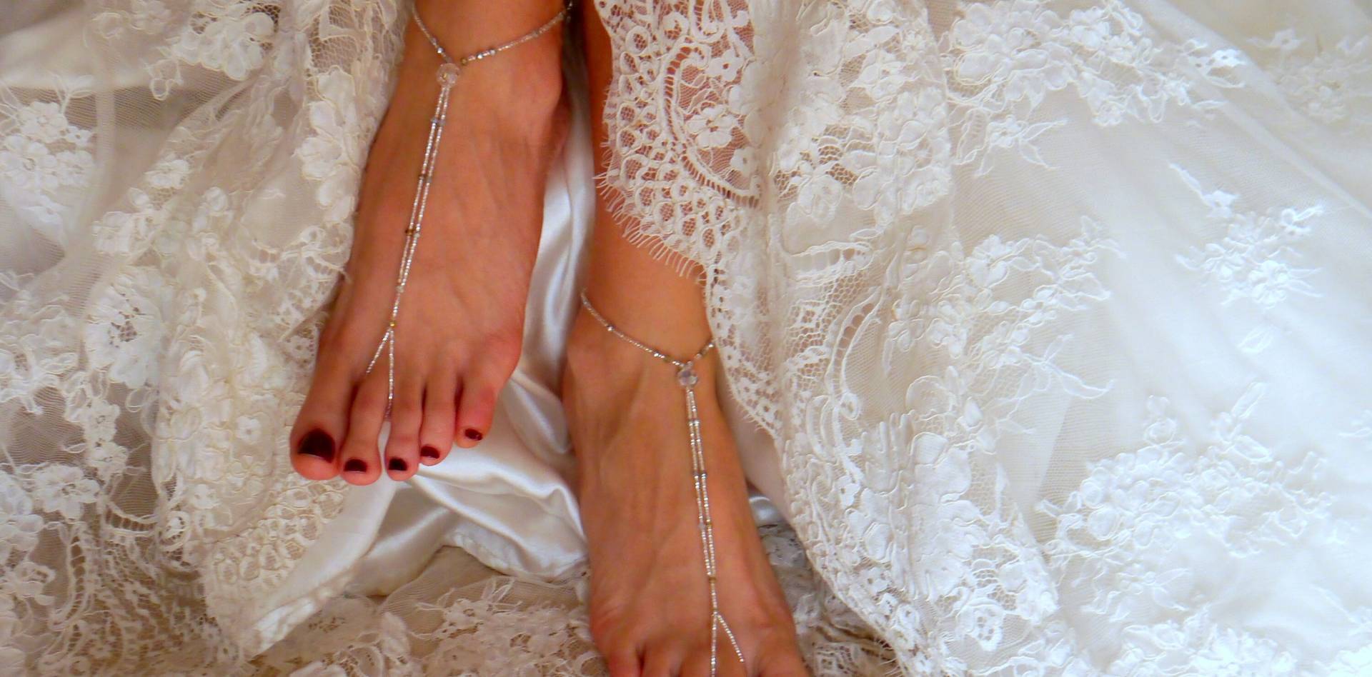 Barfuß Sandalen Strand Hochzeit Fuß Schmuck von MiaJewelryStudio