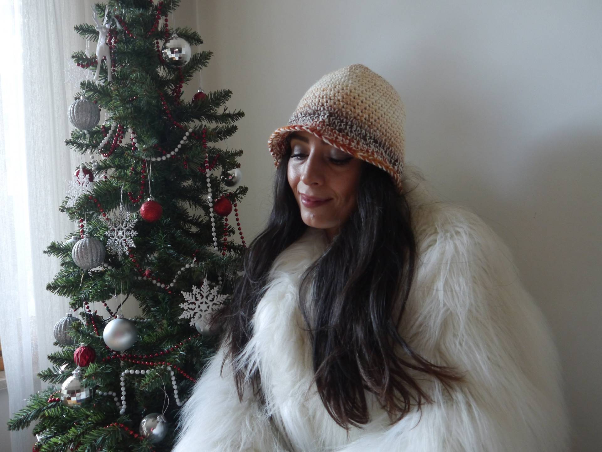 Gehäkelte Baskenmütze Aus Veganem Garn in Braun von MiaJewelryStudio