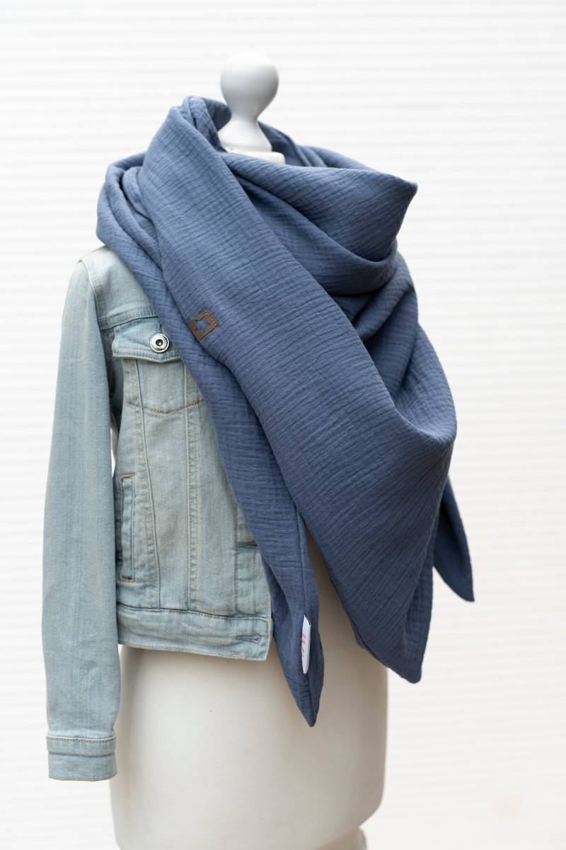 Musselintuch Schal Halstuch Jeans Damen von MiaLaLunaDesigns