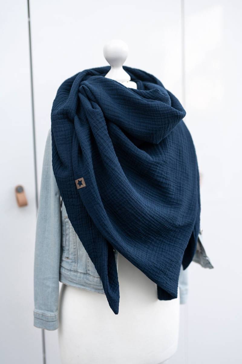 Musselintuch Dreieckstuch Halstuch Navy Dunkelblau Damen Mädchen Herren Doppellagig Für Kinder Und Erwachsene Tuch von MiaLaLunaDesigns