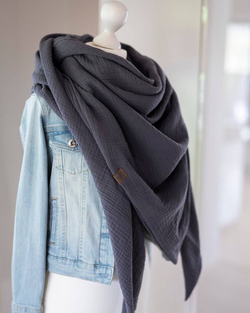 Musselintuch Dreieckstuch Halstuch Dunkelgrau Damen Mädchen Herren Doppellagig Für Kinder Und Erwachsene Tuch von MiaLaLunaDesigns