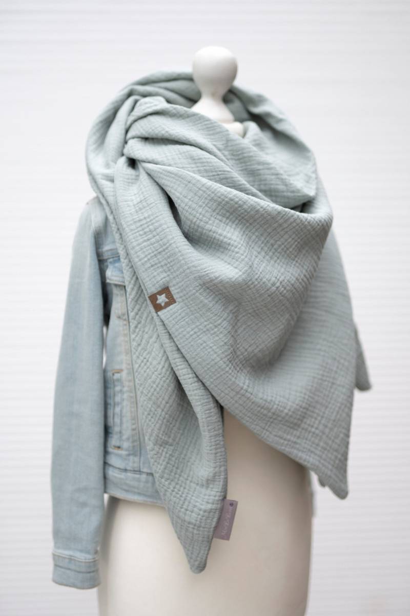 Musselintuch Dreieckstuch Halstuch Mint Damen Mädchen Herren Doppellagig Für Kinder Und Erwachsene Tuch von MiaLaLunaDesigns