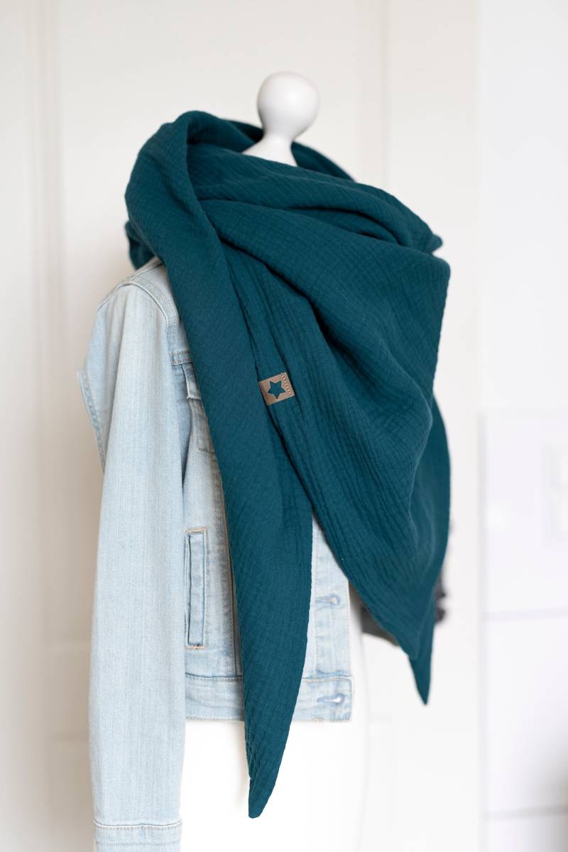 Musselintuch Dreieckstuch Halstuch Petrol Damen Mädchen Herren Doppellagig Für Kinder Und Erwachsene Tuch von MiaLaLunaDesigns