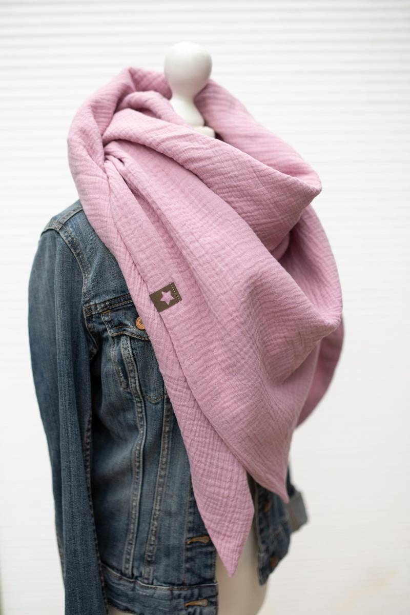 Musselintuch Dreieckstuch Halstuch Rosa Damen Mädchen Herren Doppellagig Für Kinder Und Erwachsene Tuch von MiaLaLunaDesigns